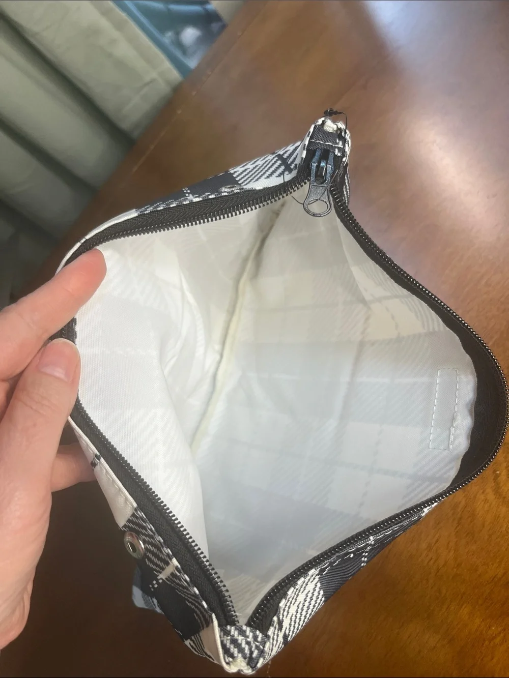 Scout Zippered Pouch Black and Cream Plaid